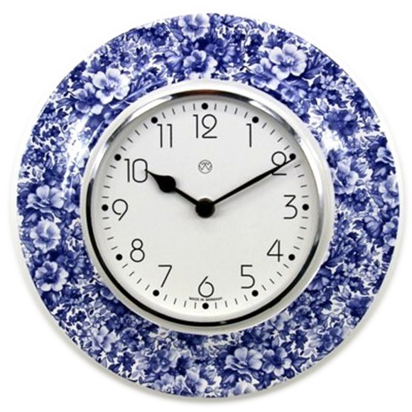 Quarz-Küchenuhr / blaues Blumenmeer